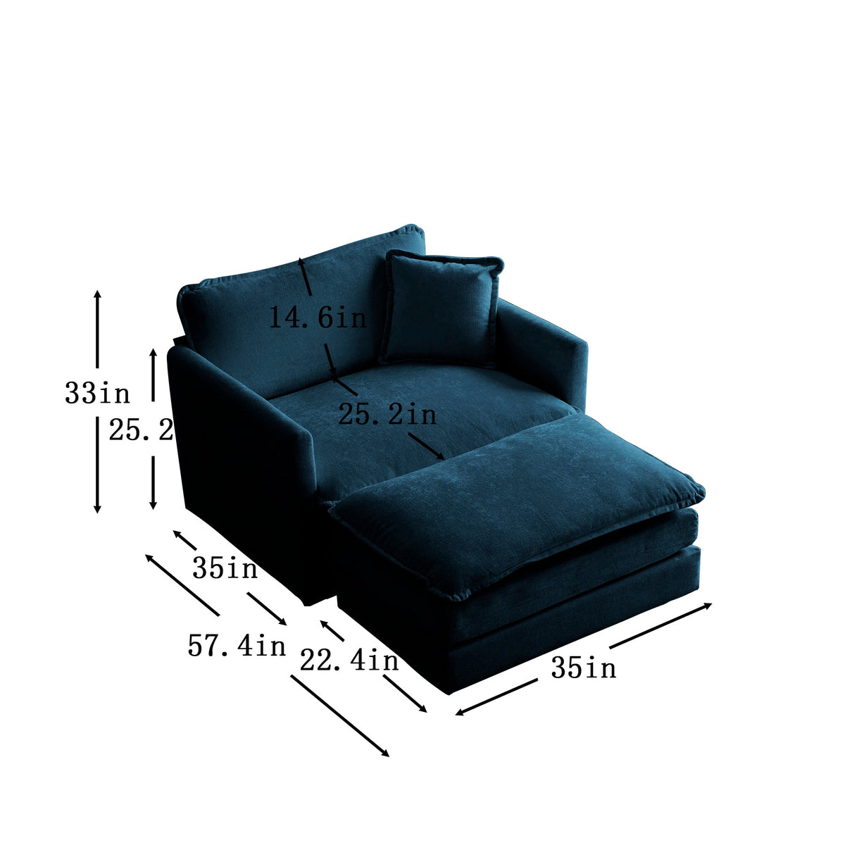 Ottoman modern style Chenille cushioned armchair