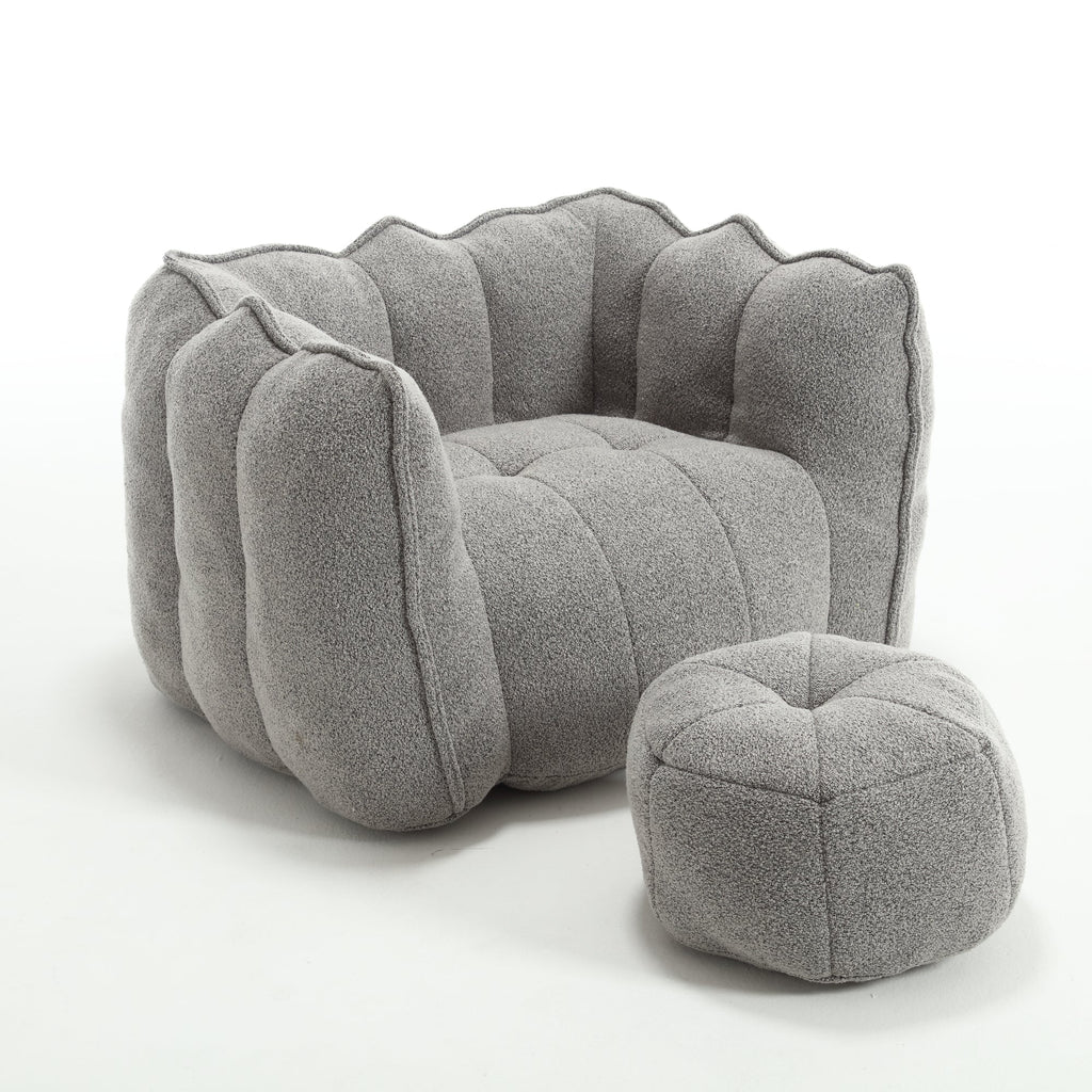 Soft Bean Bag Chair with High Resilient Foam with Footstool