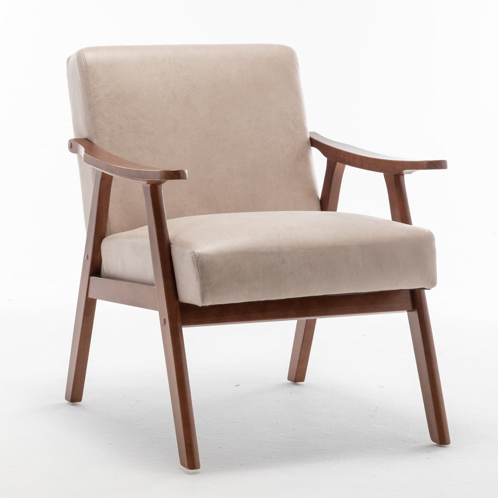 Solid wood frame accent chair with thick backrest