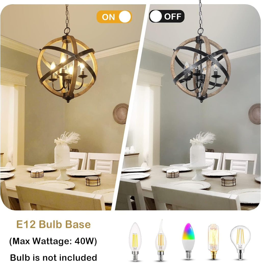 Farmhouse Chandelier Light Fixtures 4-Light Dining Room Light