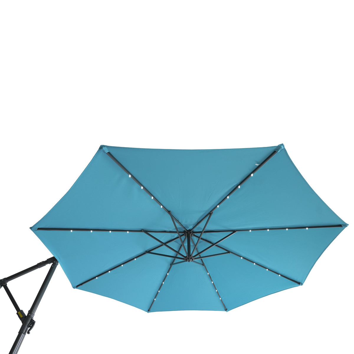 10 FT Solar LED Patio Outdoor Umbrella Hanging Cantilever Umbrella Offset Umbrella
