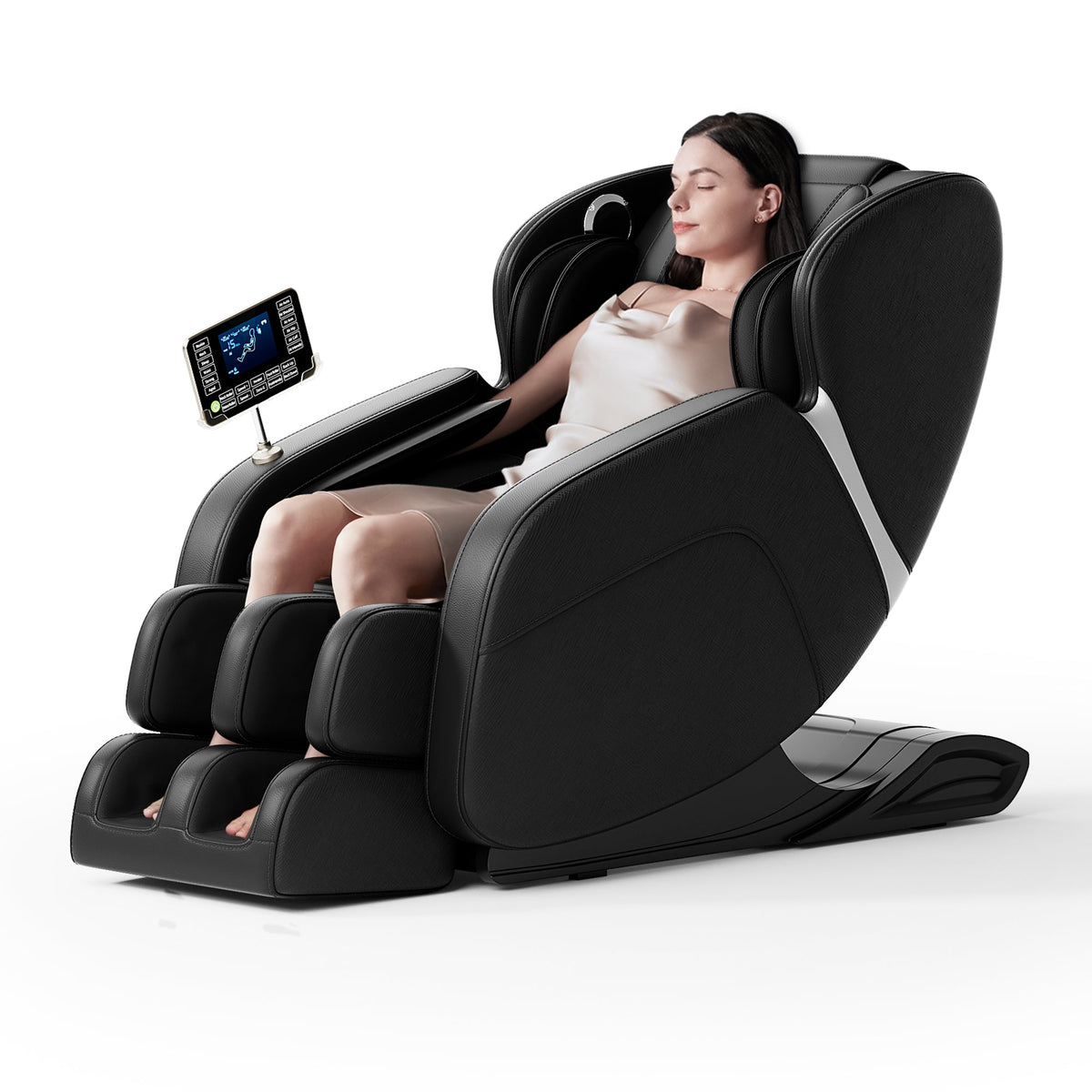 Full body deep tissue massage chair, foot massage, 8 fixed massage rollers, touch screen