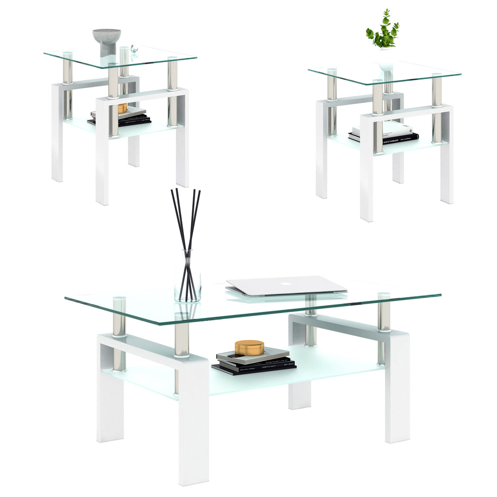 Modern Tempered Glass Tea Table Coffee Table End Table