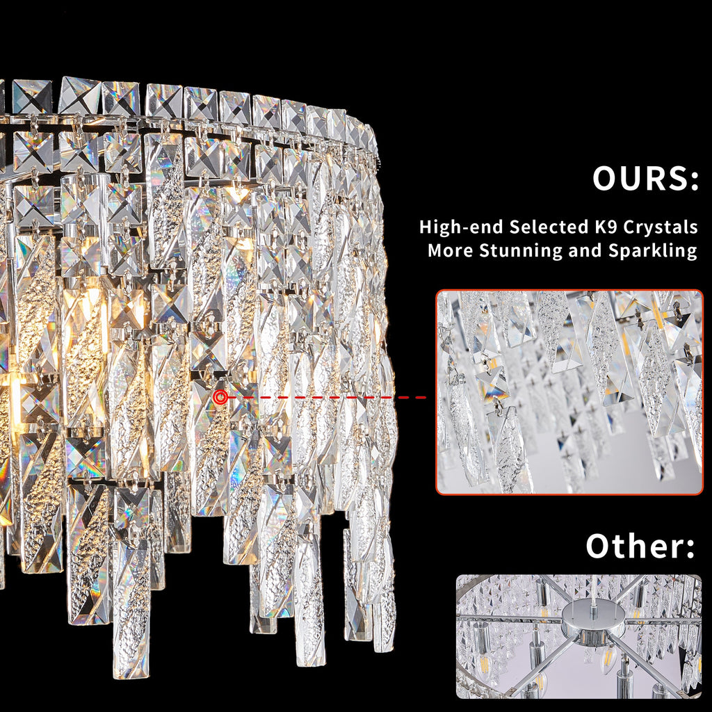 Deluxe round silver crystal chandelier
