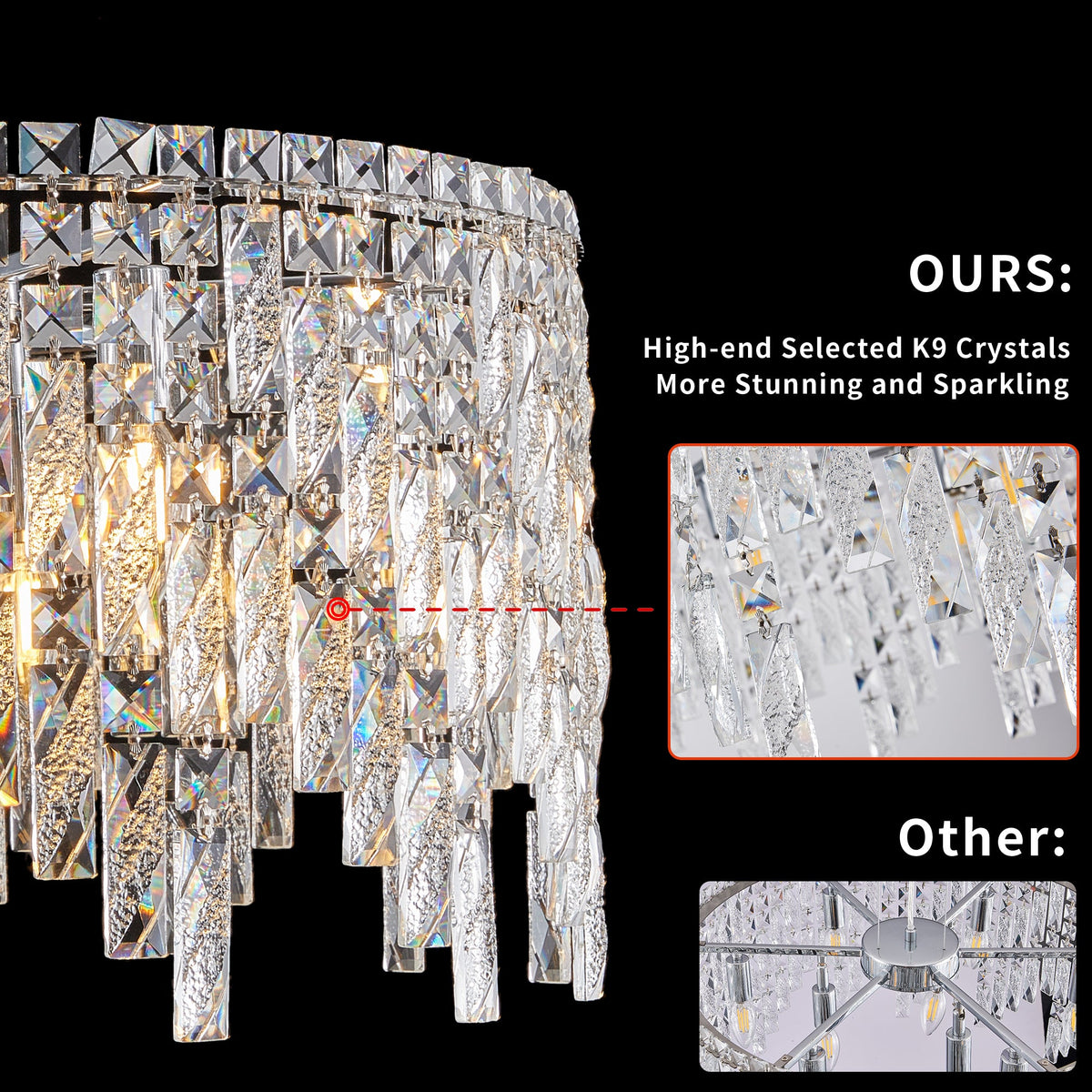Deluxe round silver crystal chandelier