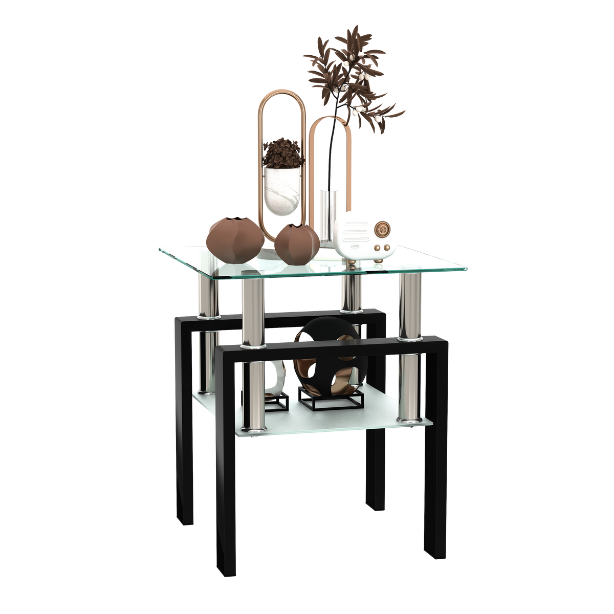 1-Piece Modern Tempered Glass Tea Table Coffee