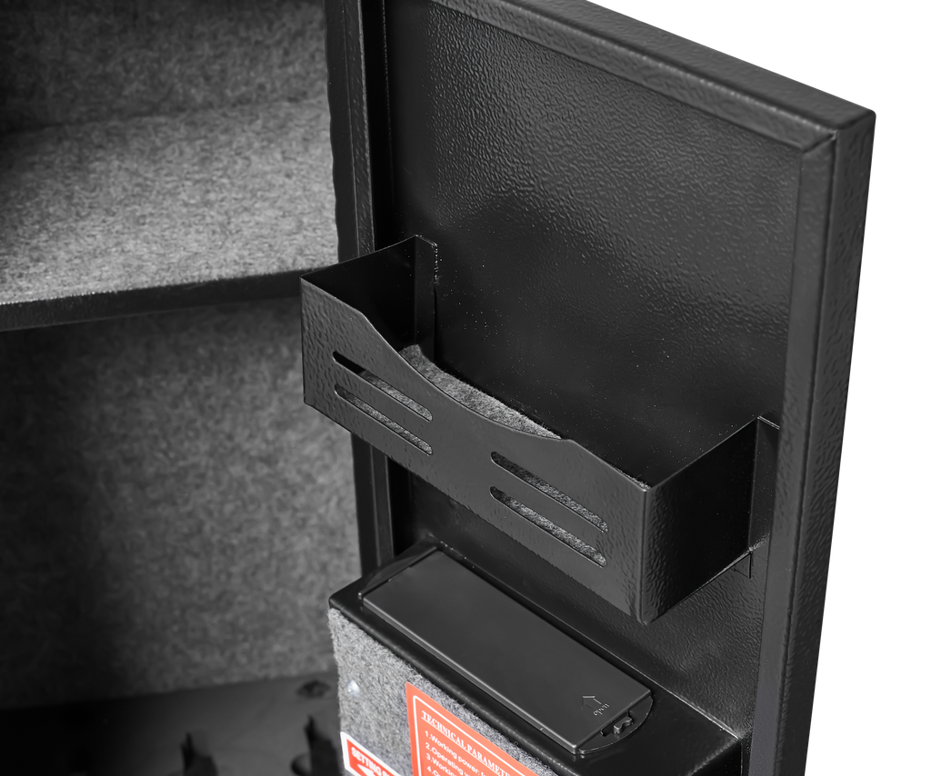 5 gun safes with 3 pistol pockets, quick access biometric adjustable heavy-duty gun rack