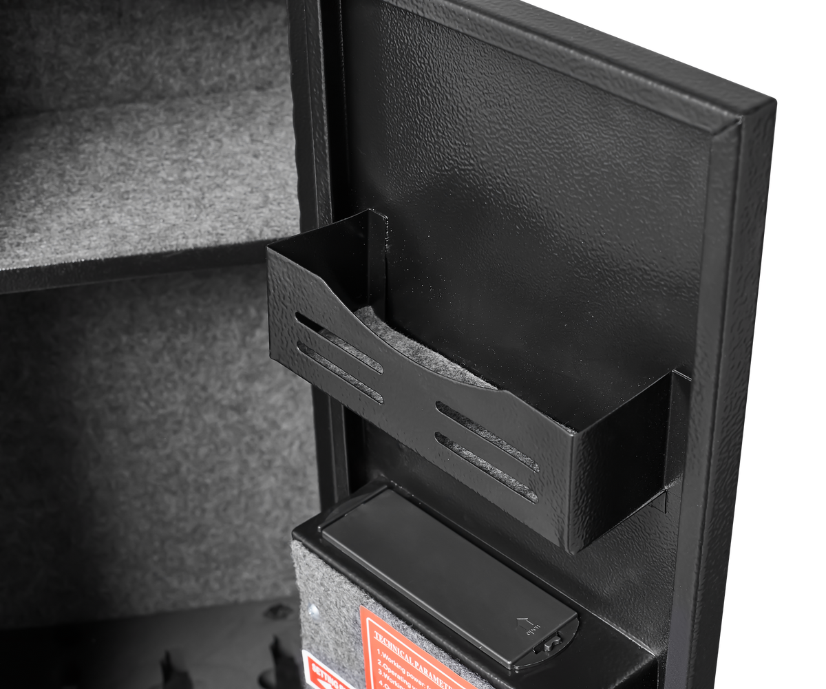 5 gun safes with 3 pistol pockets, quick access biometric adjustable heavy-duty gun rack