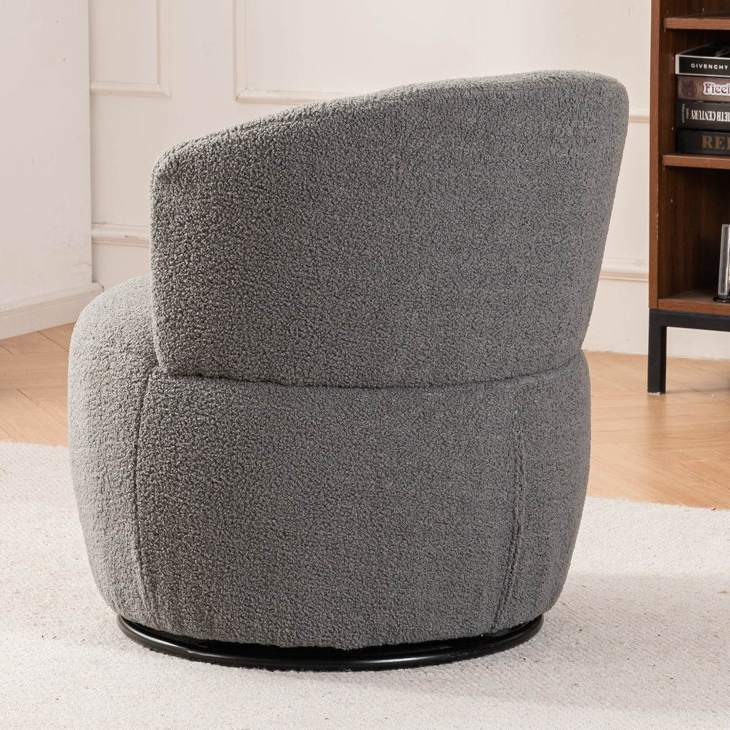 Grey Plush Swivel Accent Chair