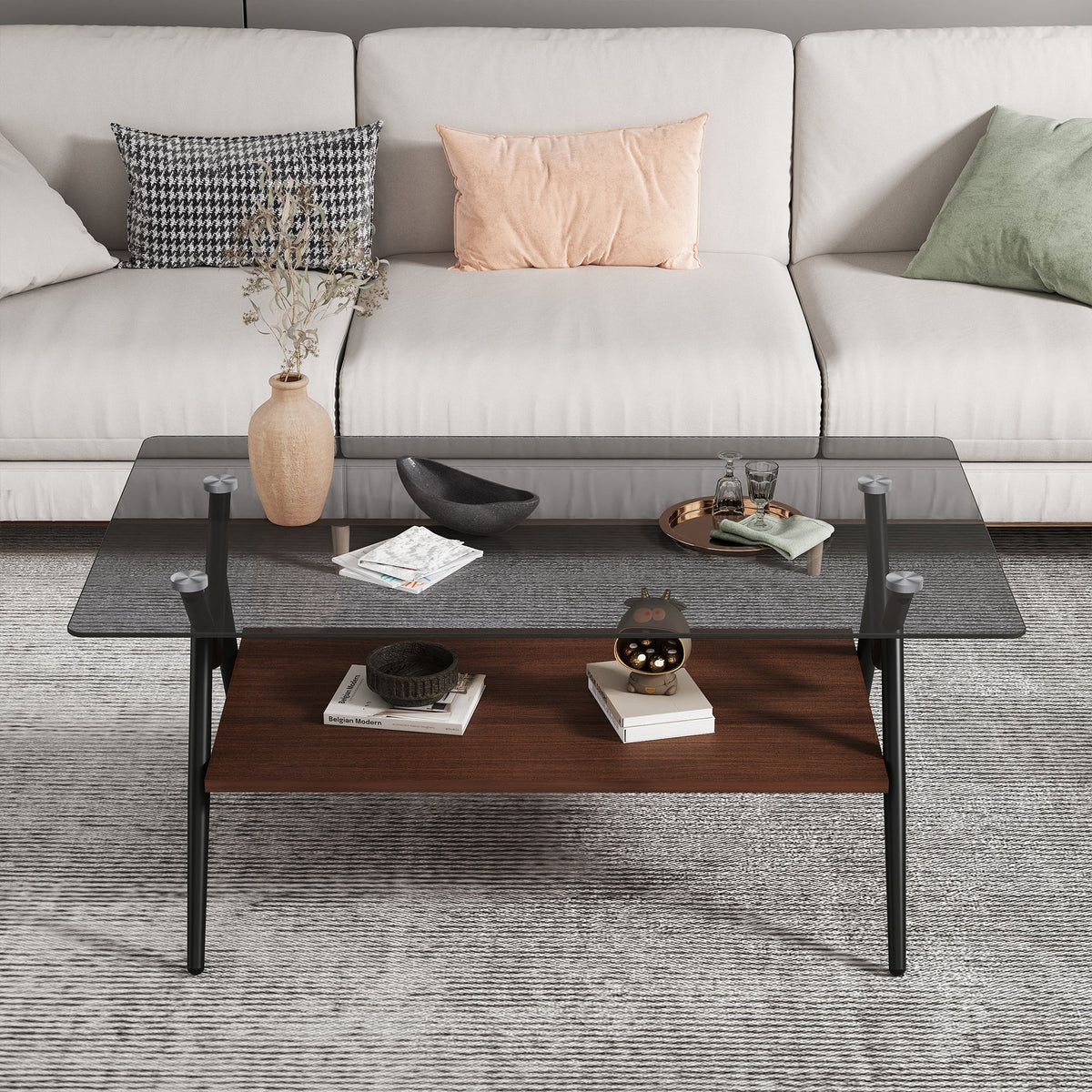 Rectangle Coffee Table with Tempered Glass top