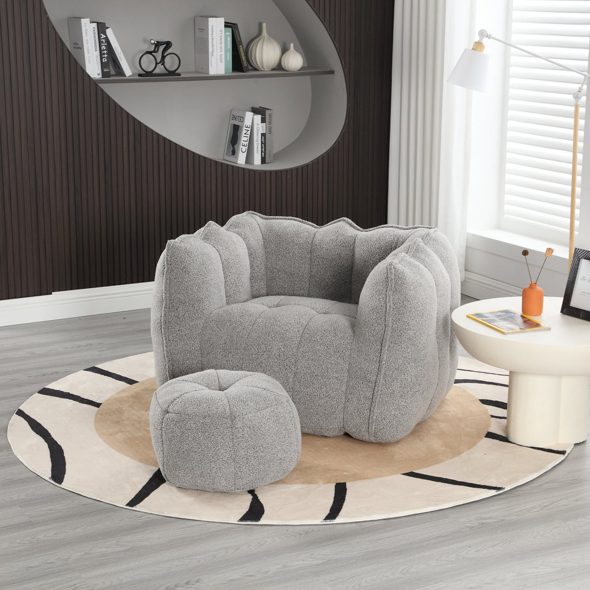Soft Bean Bag Chair with High Resilient Foam with Footstool