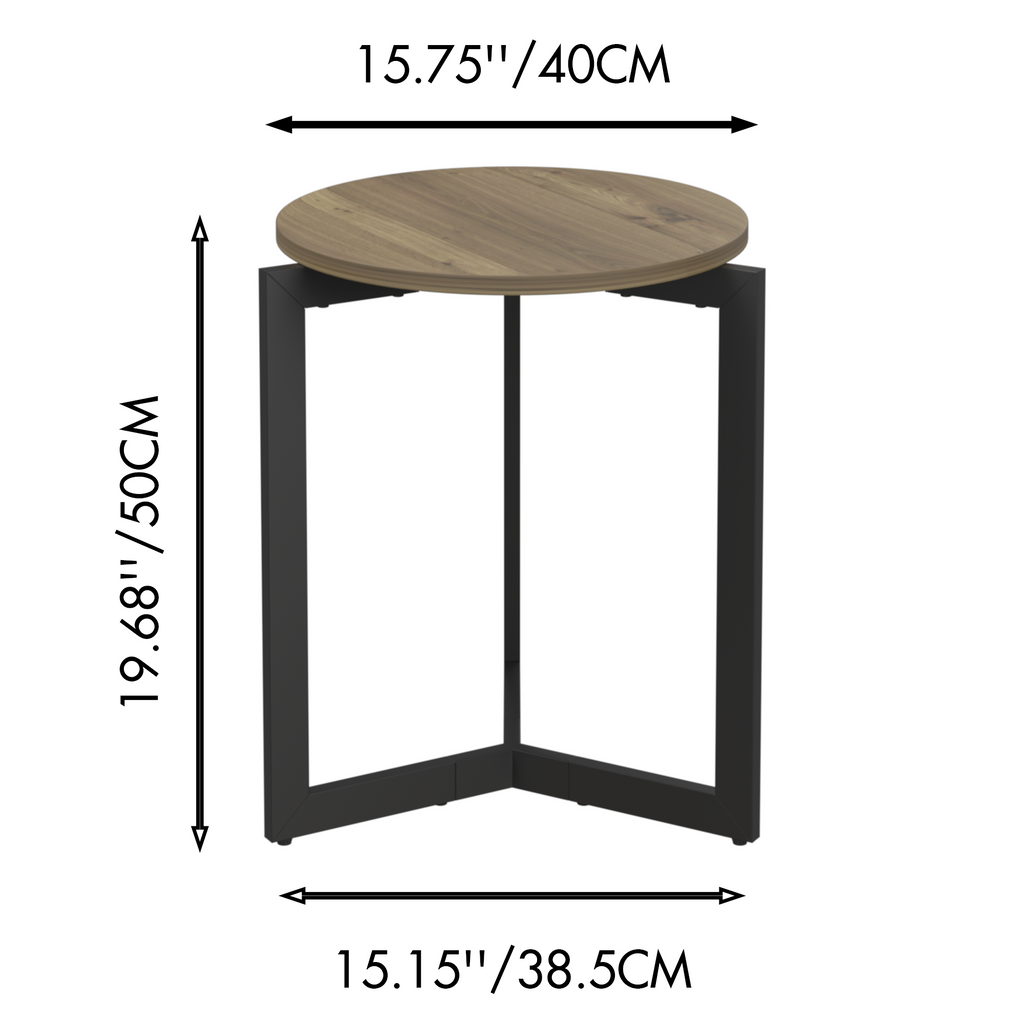 19.68''H Round Side Accent End Table with Sturdy Metal Frame