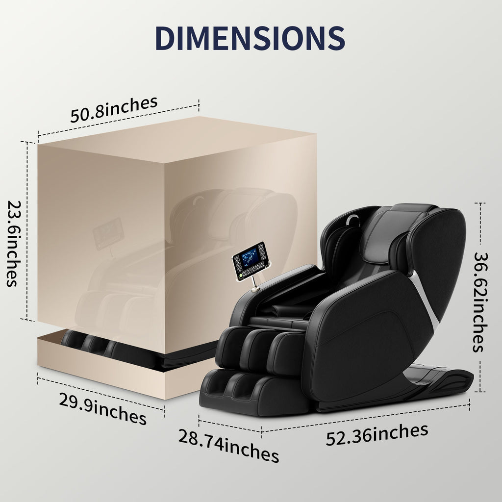 Full body deep tissue massage chair, foot massage, 8 fixed massage rollers, touch screen