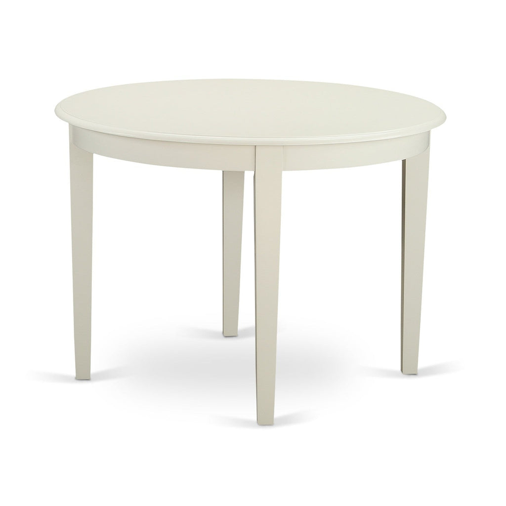 EAST WEST FURNITURE - BOVE3-WHI-15 - 3 Piece Dining Table Set - 2 Baby Blue Linen Fabric Kitchen Chairs with High Back and 1 Modern Rectangular Dining Table - linen white Finish