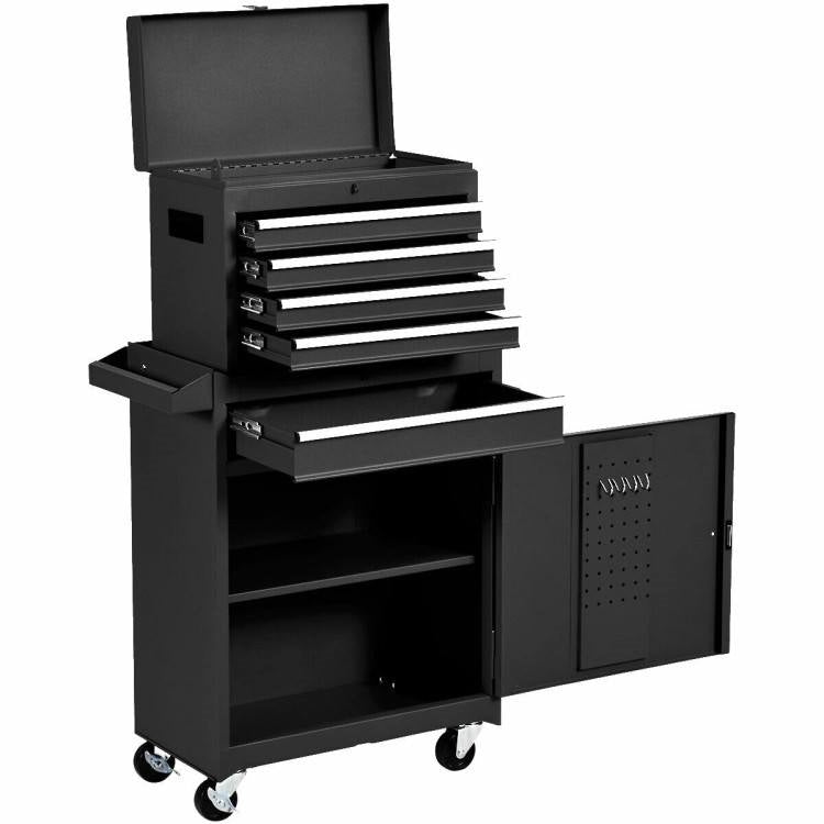 Black Heavy Duty Steel Lockable Rolling Garage Tool Chest