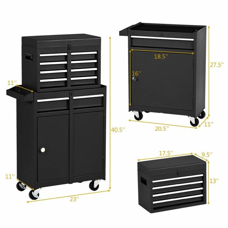 Black Heavy Duty Steel Lockable Rolling Garage Tool Chest