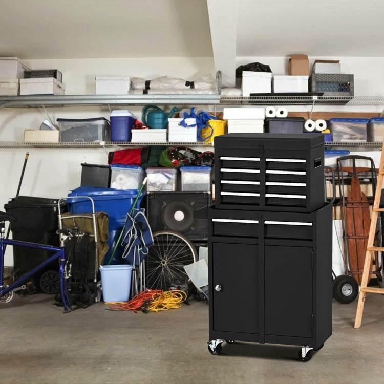 Black Heavy Duty Steel Lockable Rolling Garage Tool Chest