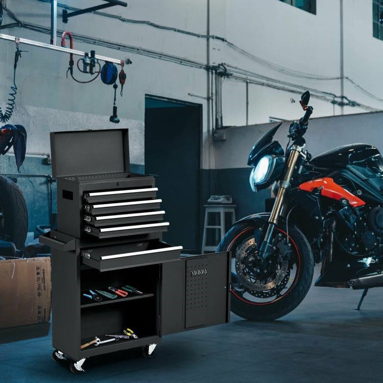 Black Heavy Duty Steel Lockable Rolling Garage Tool Chest