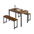 3 Pieces Dining Table Set with 2 Benches