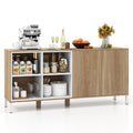 63" Buffet, 4 Compartments and Push-to-Open Cabinet-Natural