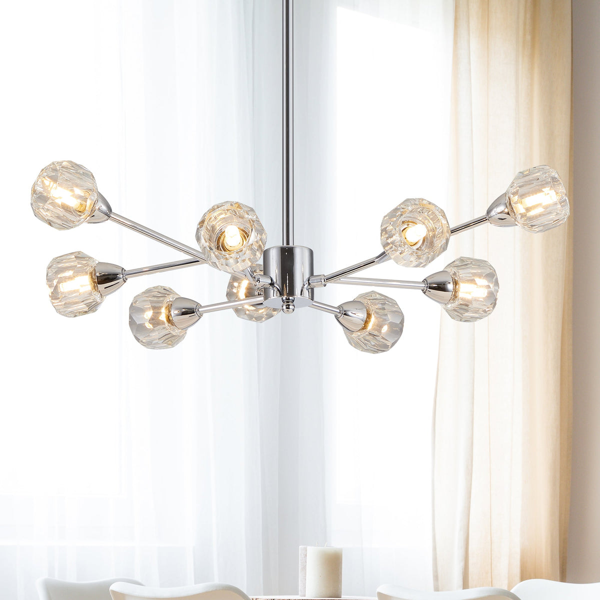 Modern Crystal Chandeliers, 9 Lights Chrome Chandelier