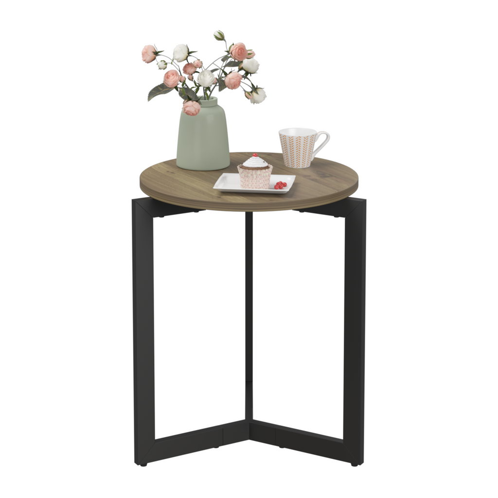 19.68''H Round Side Accent End Table with Sturdy Metal Frame