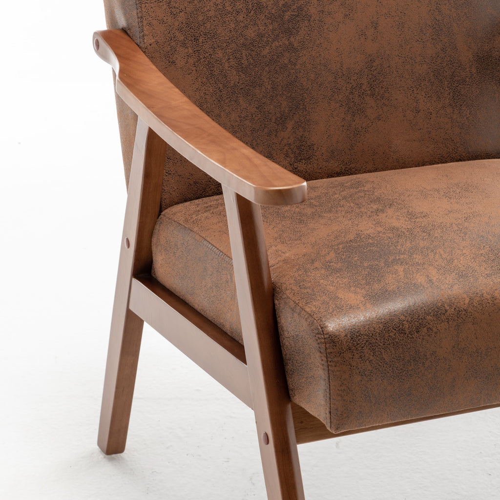 Medieval modern chair, solid wood frame accent chair with ultra thick backrest