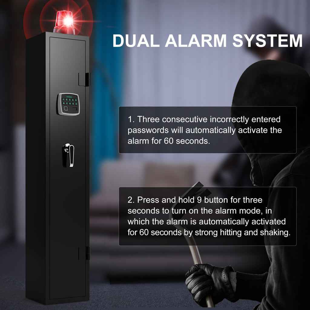 5 gun safes with 3 pistol pockets, quick access biometric adjustable heavy-duty gun rack