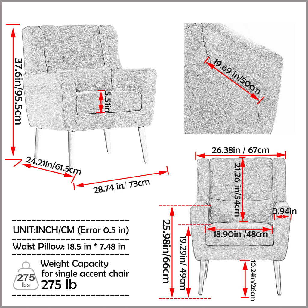 Modern Accent Chair Upholstered Foam Filled