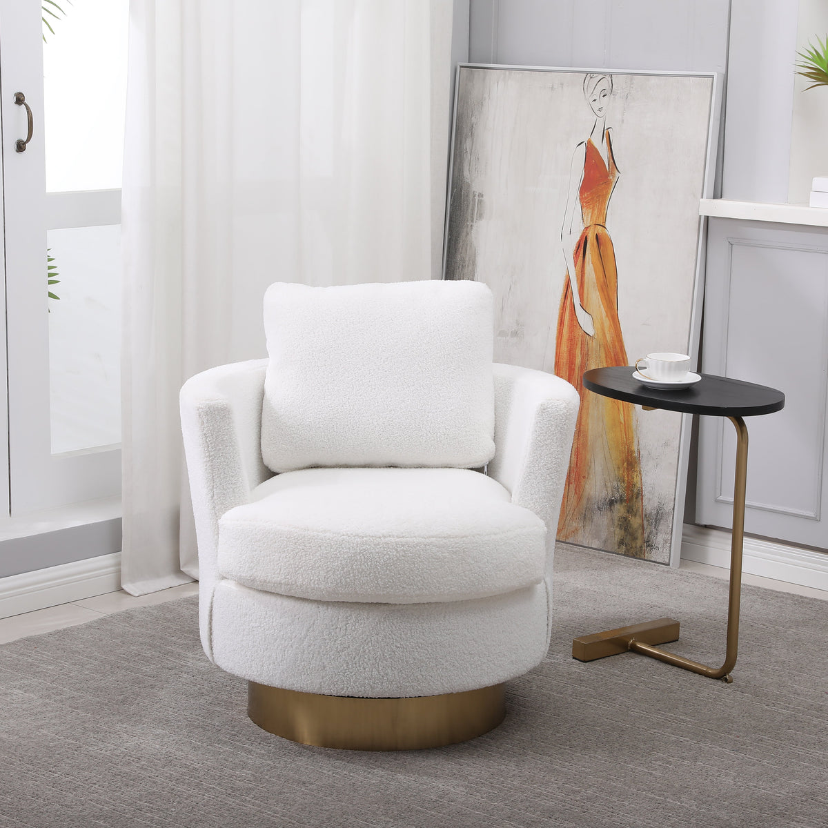 Rotating Bucket Armchair Gold Stainless Steel Base
