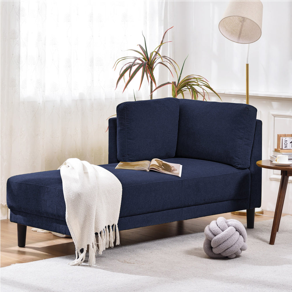 65" Mid-Century Modern Linen Fabric Corner Lounge Chair