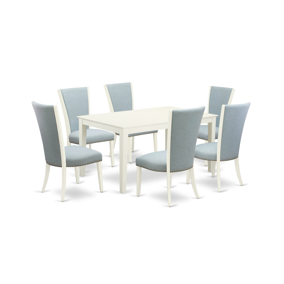 7 Piece Kitchen Set - 6 Linen Chairs 1 Kitchen Dining Table
