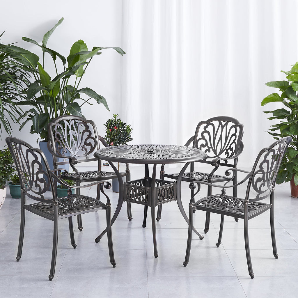 5PCS Dining Table Set  Patio Includes 1 Round Table and 4 Chairs