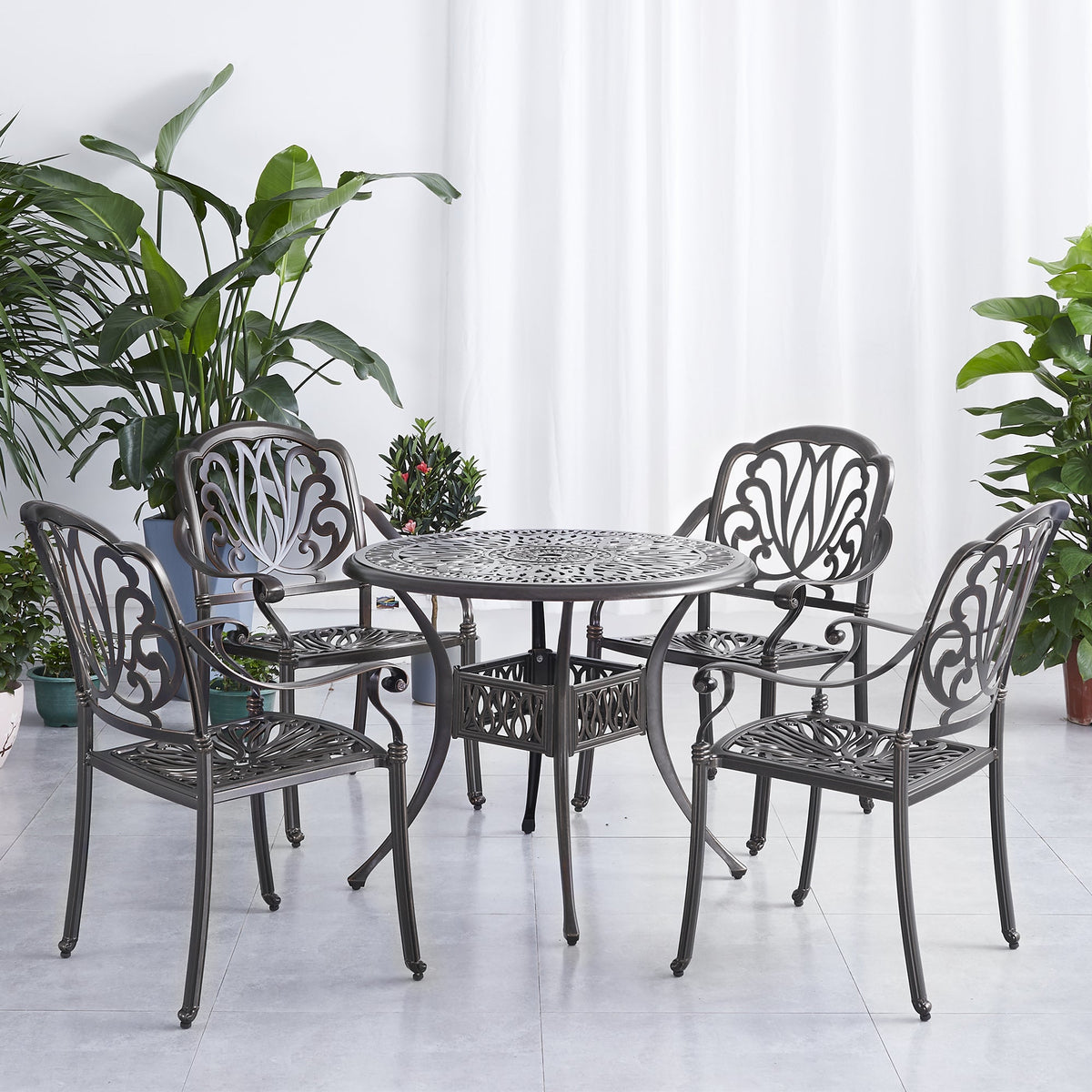 5PCS Dining Table Set  Patio Includes 1 Round Table and 4 Chairs