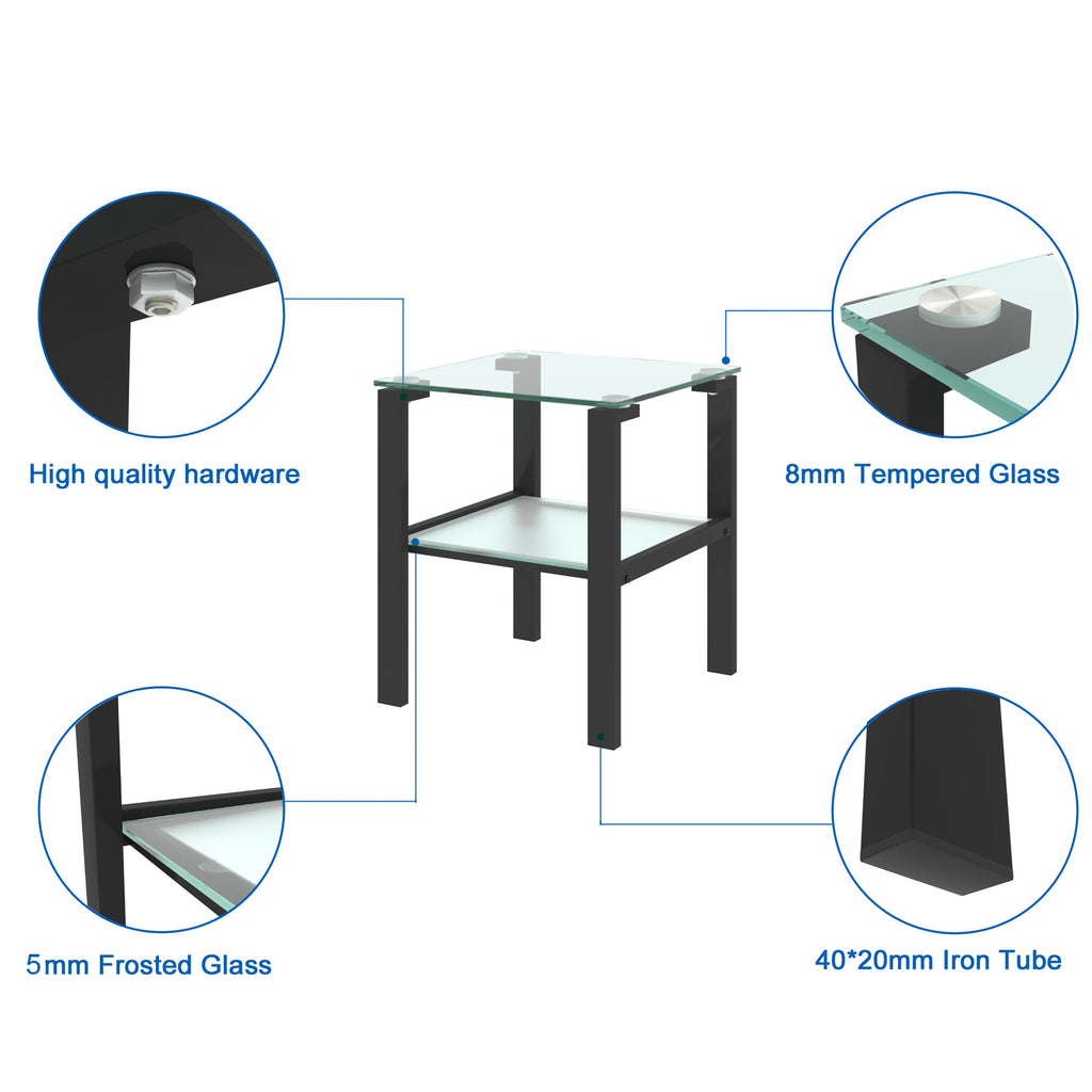 Glass two layer tea table