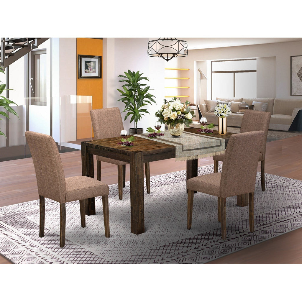 5-Pc Dining Room Set- 4 Parson Dining Chairs and Kitchen Dining Table