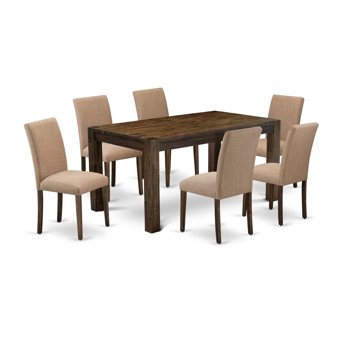 7-Pc Dinette Room Set- 6 Dining Chairs and Rectangular Dining Table