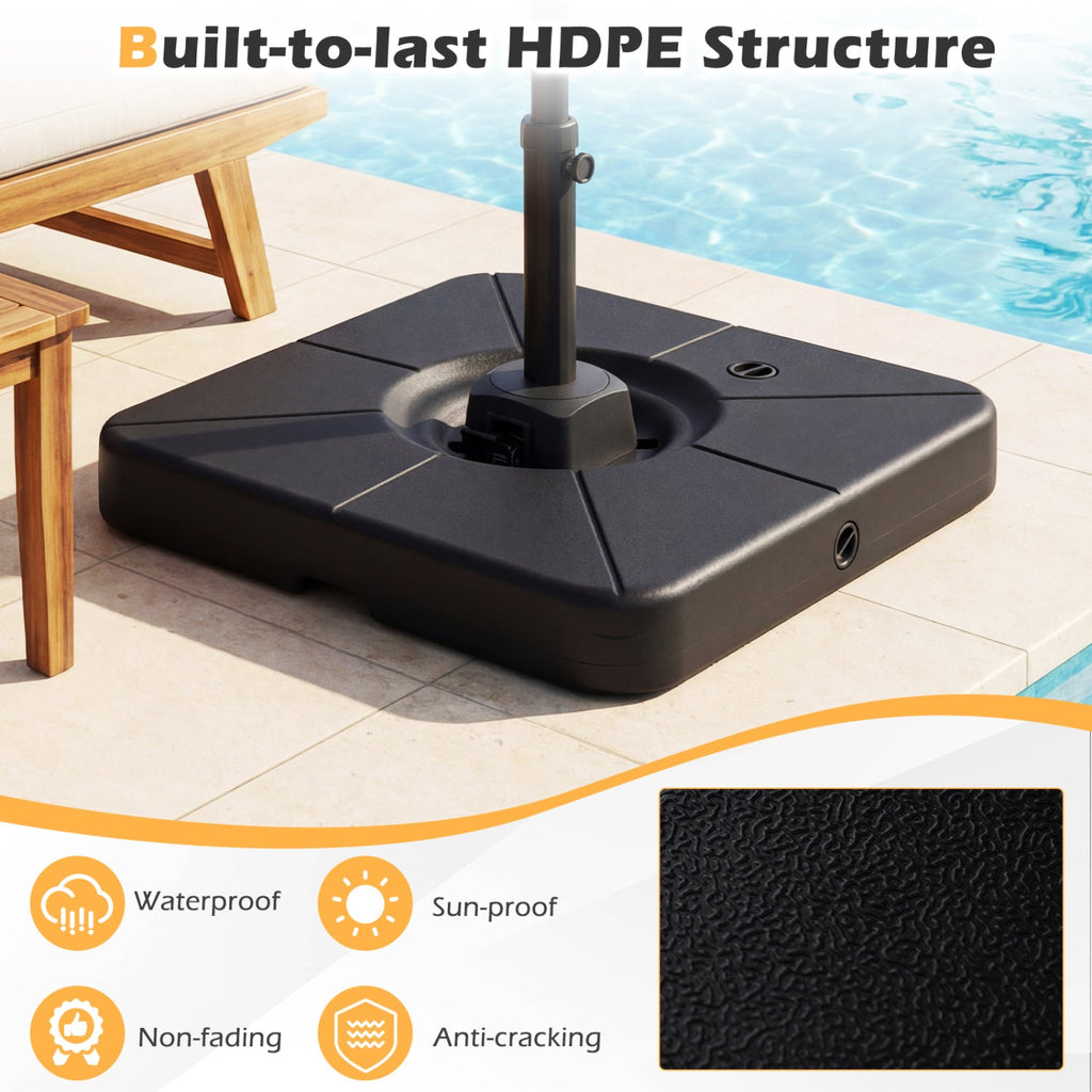 Cantilever Patio Umbrella Base 220# Water/Sand Fillable Weighted Stand