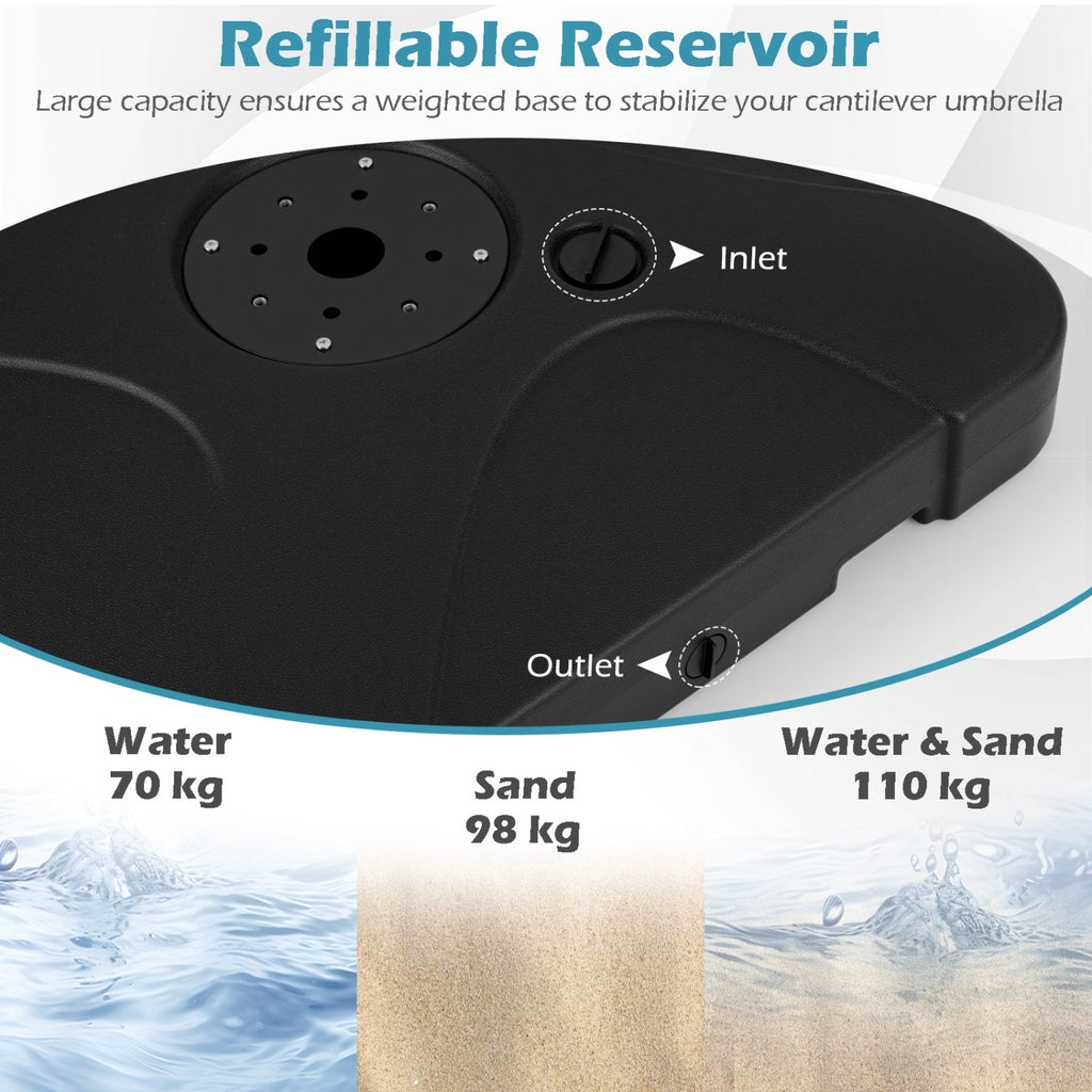 Cantilever Patio Umbrella Base 242# Water/Sand Fillable Weighted Stand