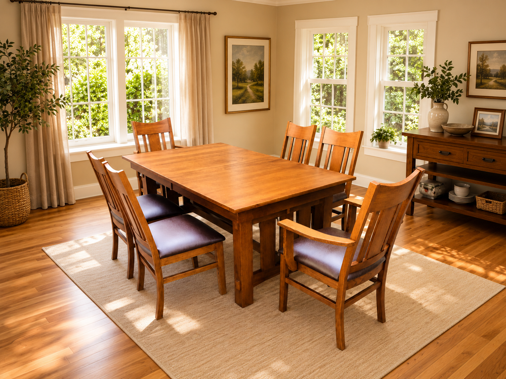 Oak Dining Table and Chairs Set