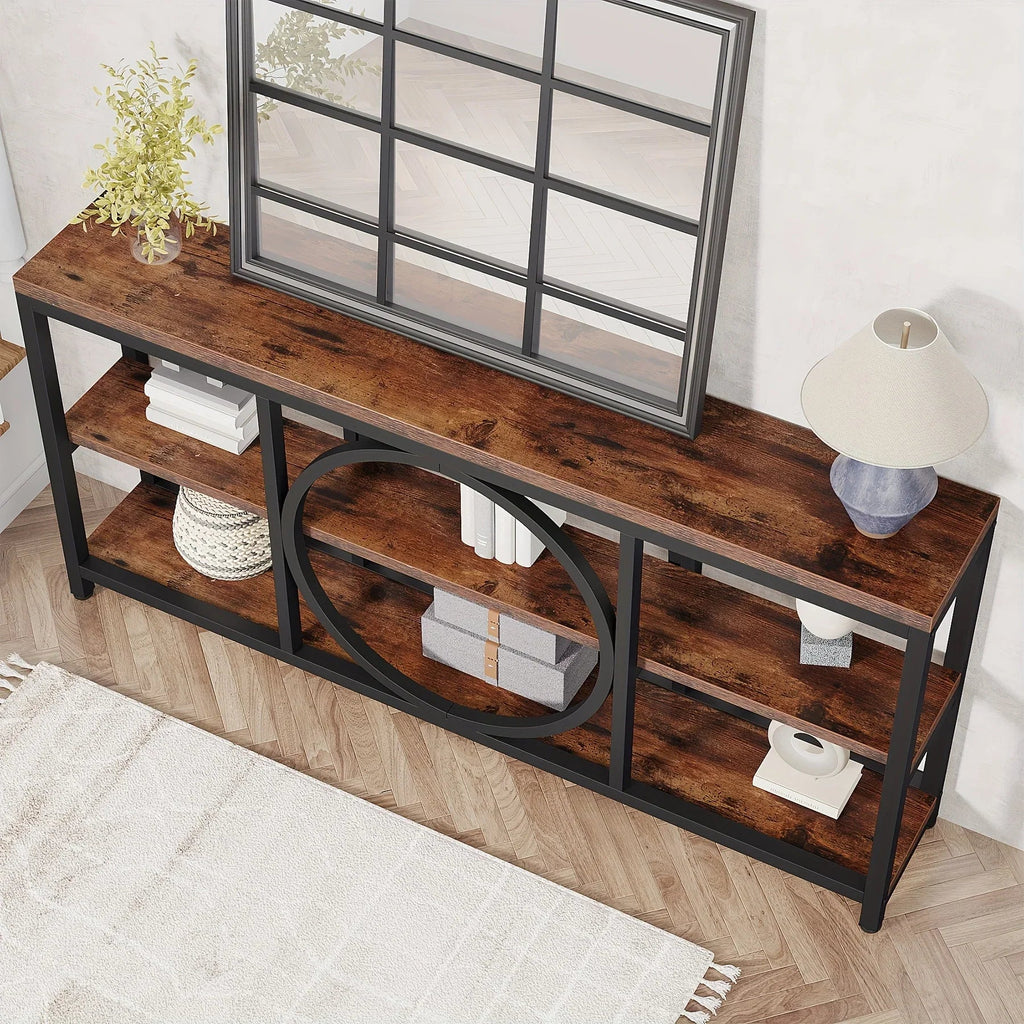 Console Table - 3 Tier Wood Metal Long