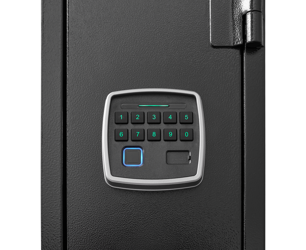 5 gun safes with 3 pistol pockets, quick access biometric adjustable heavy-duty gun rack