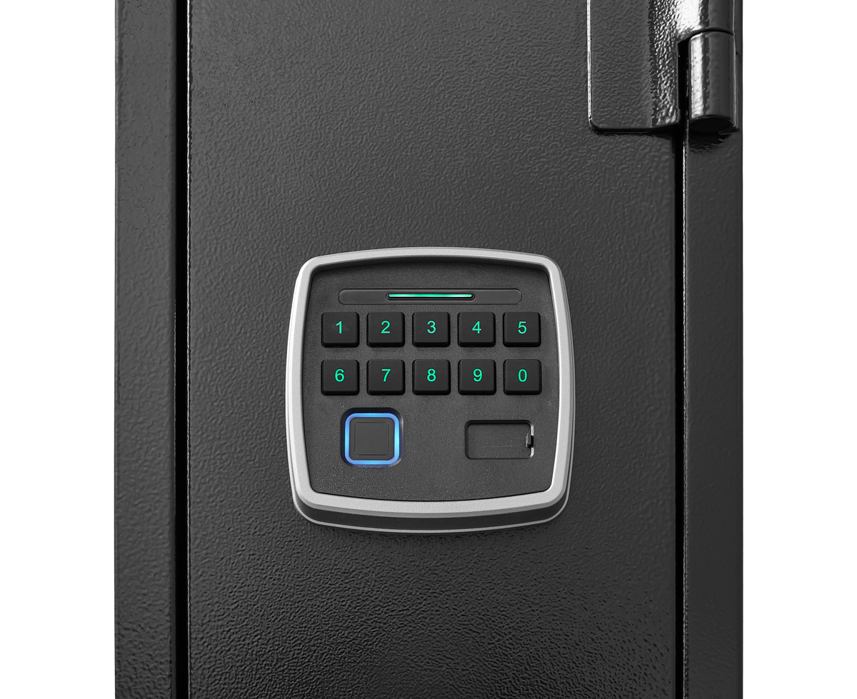 5 gun safes with 3 pistol pockets, quick access biometric adjustable heavy-duty gun rack