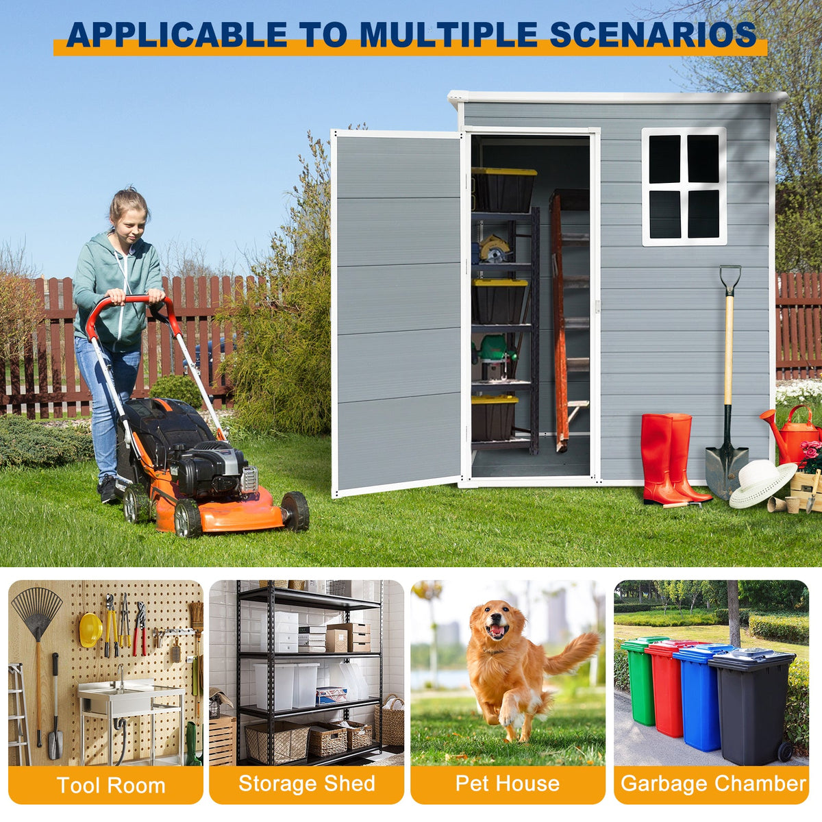 5x3ft Resin Outdoor Storage Shed Kit-Perfect to Store Patio Furniture