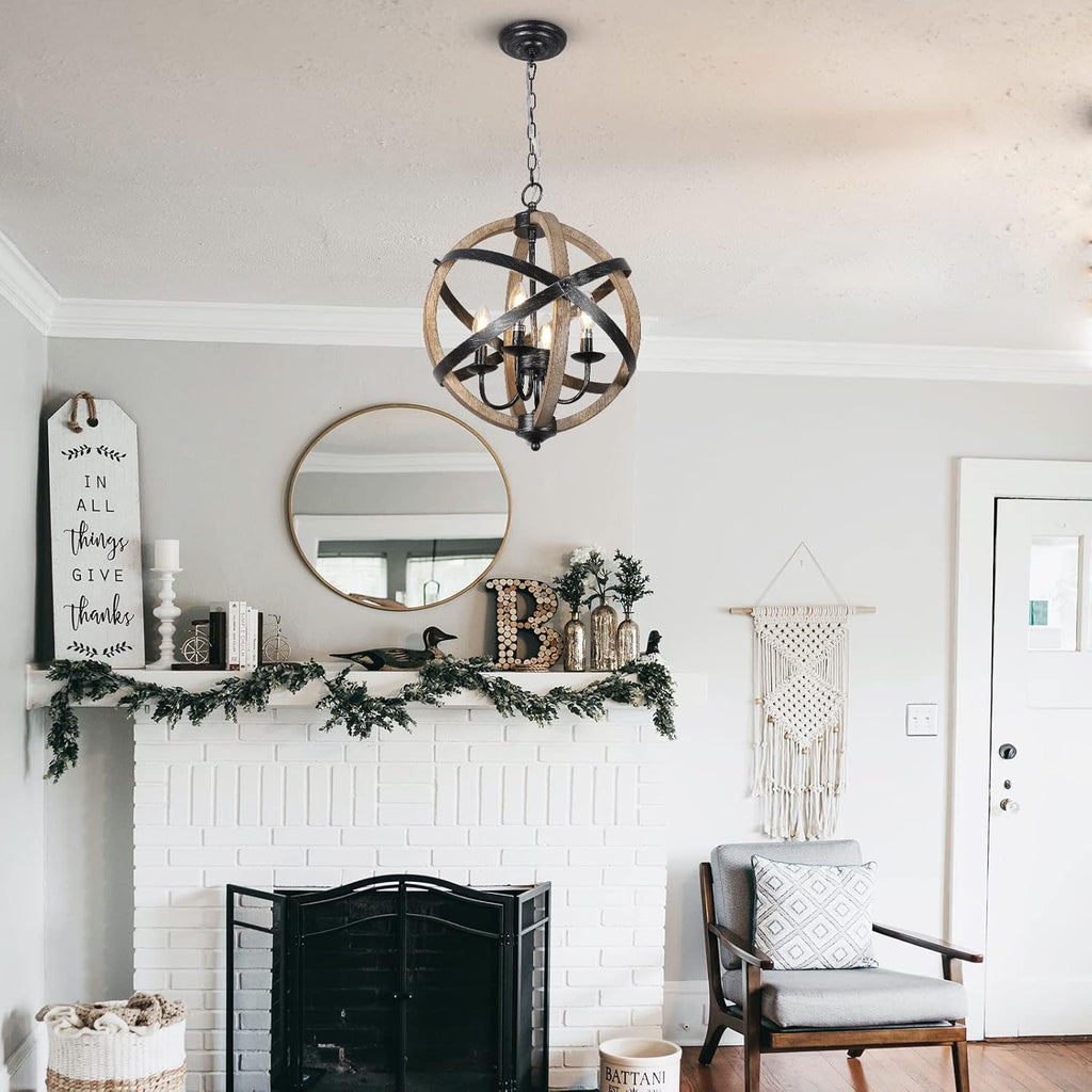 Farmhouse Chandelier Light Fixtures 4-Light Dining Room Light