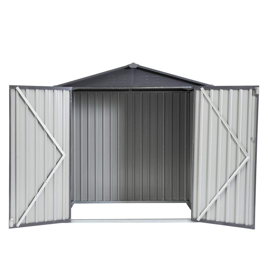 Garden Metal Storage Shed Gray White 6x4x6ft