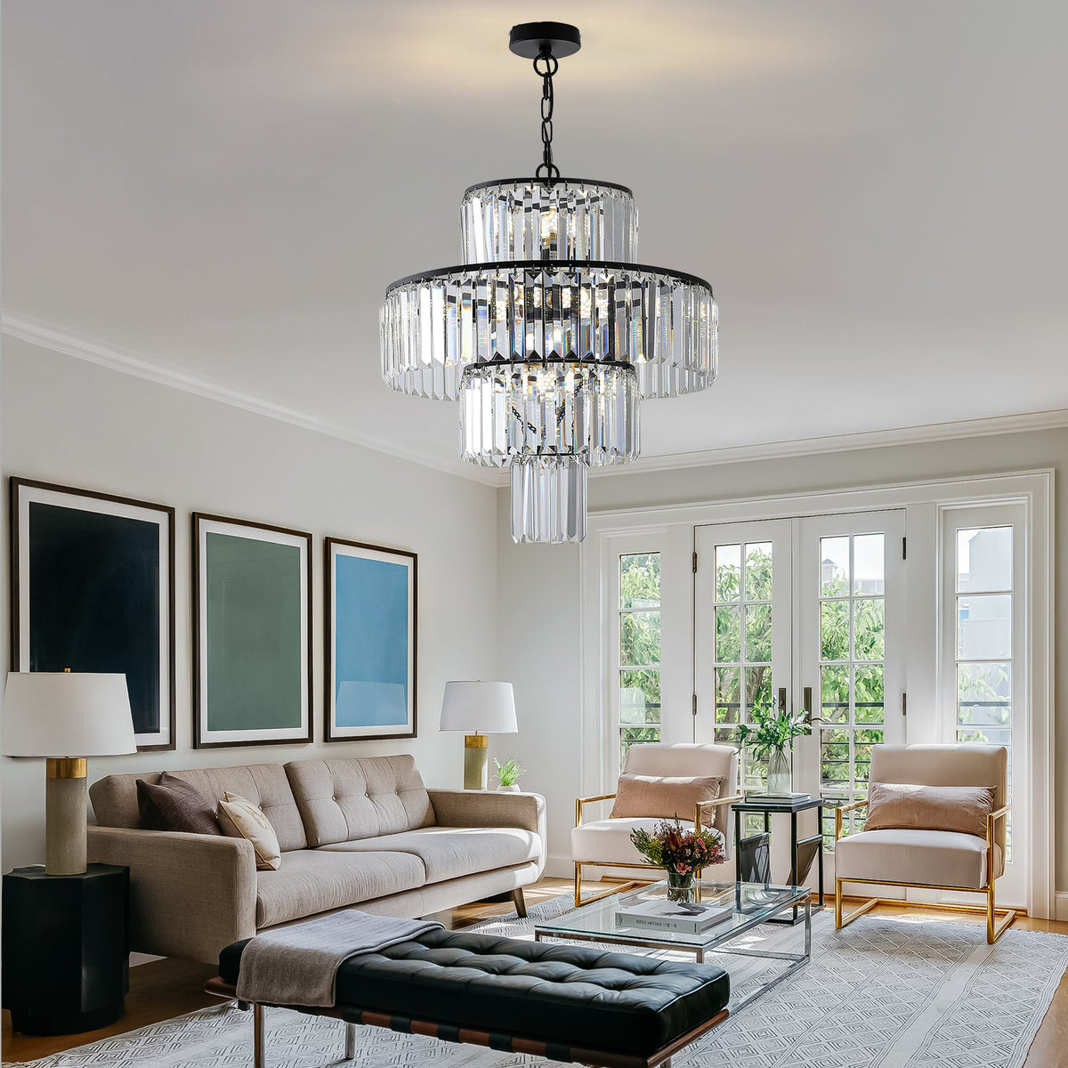 Black  Luxury Crystal Chandelier Light Fixture