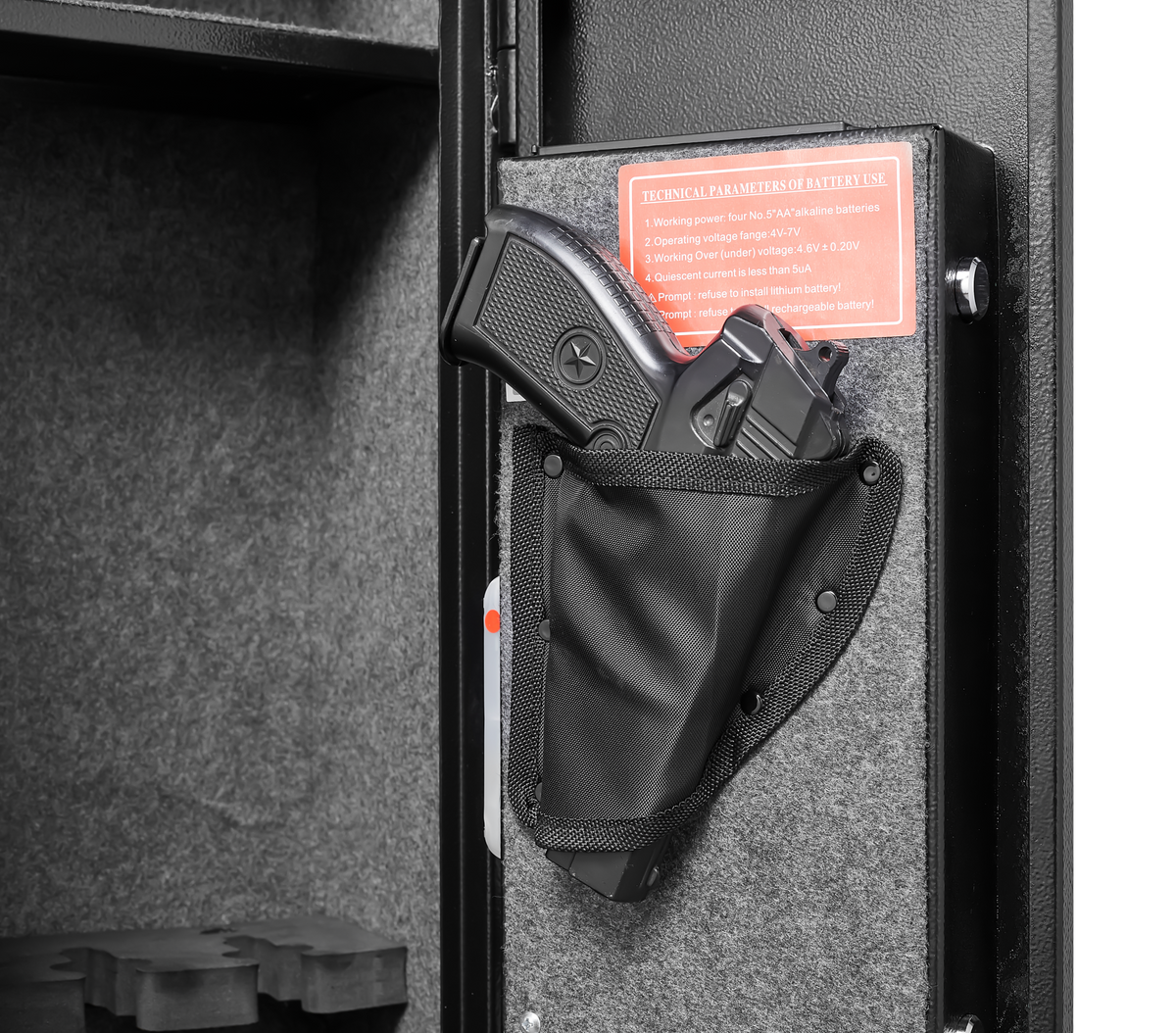 5 gun safes with 3 pistol pockets, quick access biometric adjustable heavy-duty gun rack