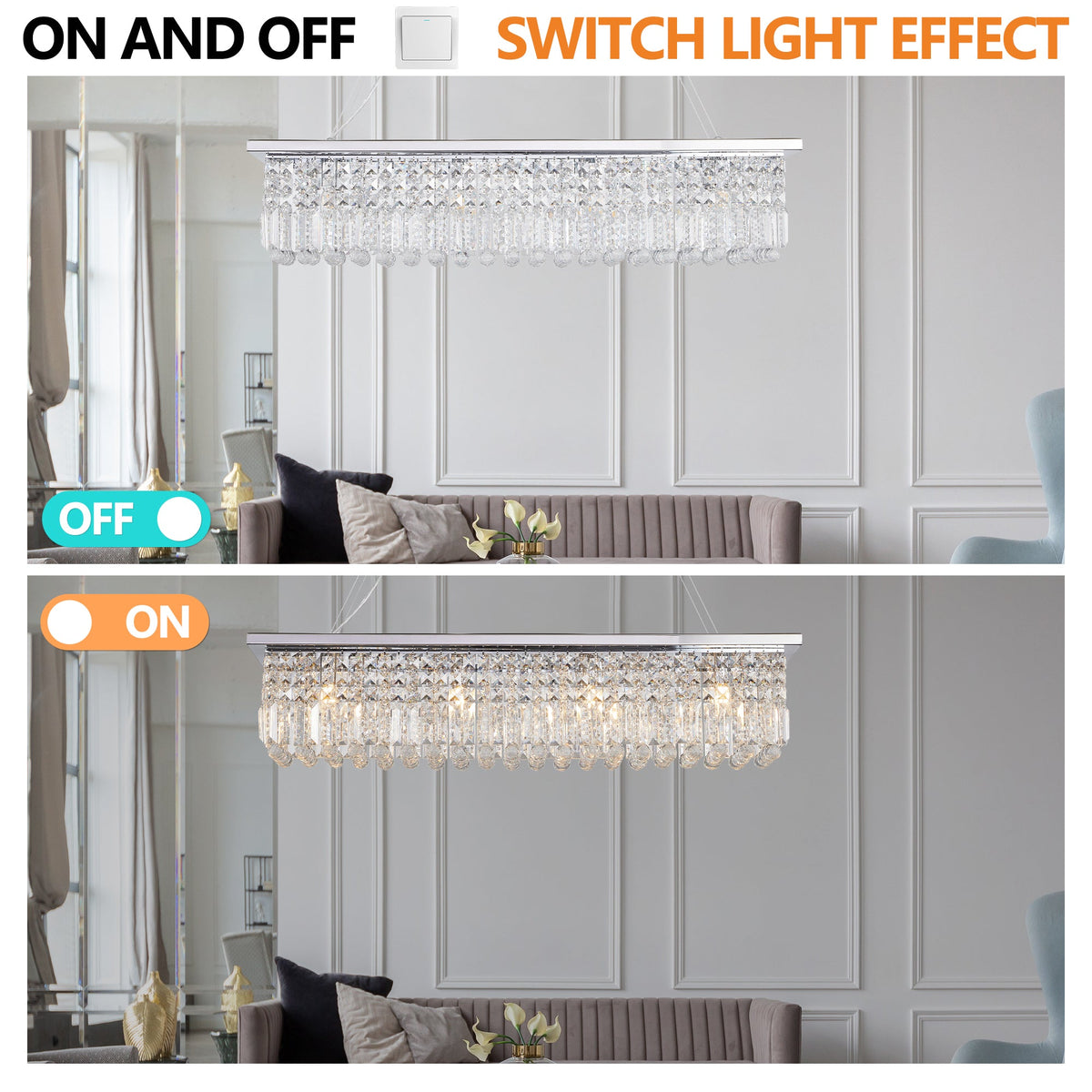 Modern Crystal Chandelier for Dining Room 8-Light