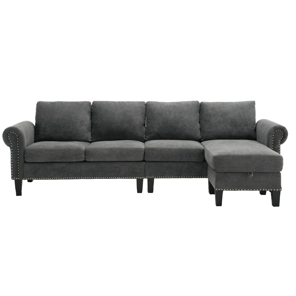 Convertible Sectional Sofa with Storage, L-shaped sofa Modern Linen Fabric